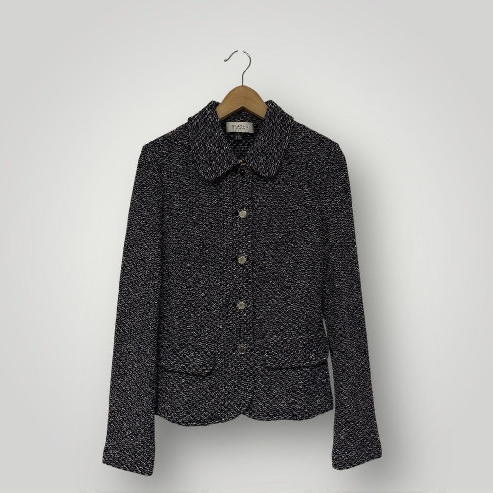 St. John Knit Blazer Gray Sz 8